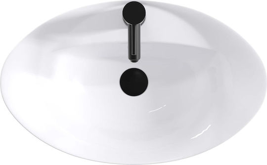 vidaXL Επικαθήμενος Νιπτήρας Πορσελάνης 59x35x21cm Μαύρο
