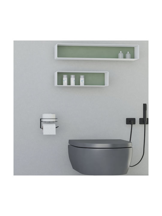 Femmit Self-Adhesive Metallic Round Toilet Paper Holder Wall Mounted Matte Black Bathroom Box