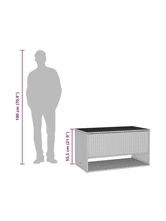 Băncuță De Grădină Cub Pentru Exterior Rattan Maro 100x55x55,5cm