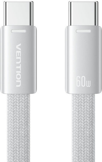 Vention Flat Braided USB 2.0 Cable USB-C Male - USB-C 60W PD Gray 1m