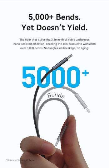Vention Flat Braided USB 2.0 Cable USB-C Male USB-C 60W PD Orange 1m