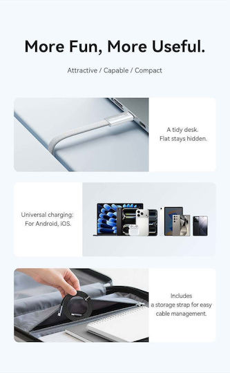 Vention Cablu Flat / Braided USB 2.0 USB-C Masculin - USB-C 60W PD Bej 1m TRZJF