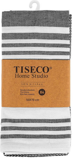 Tiseco Tiseco Küchentuch aus 100% Baumwolle in Schwarz Farbe 50x70cm 4 Stück