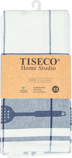Tiseco Tiseco Küchenhandtuch aus 100% Baumwolle in Blau Farbe 50x70cm 3 Stück