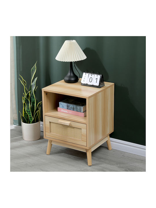 Bedside Table Scandy Wooden Beige 40x39.5x55cm