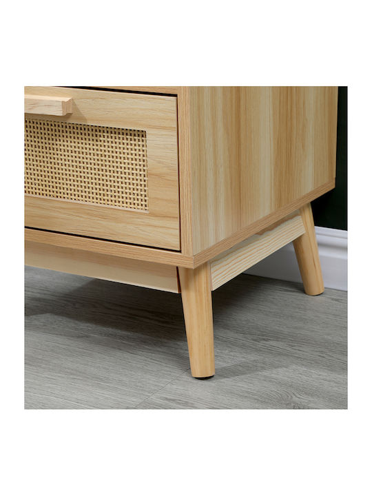 Bedside Table Scandy Wooden Beige 40x39.5x55cm