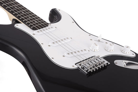 V-tone Eg 39 Bk Електрическа Китара 4/4 Stratocaster 39” SSS Капак Колан Кабел Jack-jack Тунер Перца Струни Лост За Тремоло Шестограми Комплект