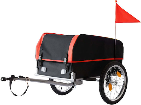 Remorcă Bicicletă Pliabilă 59x124x69 Cm Capacitate 120l Roți 38 Cm Culoare Roșu Negru Argintiu