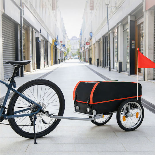 Remorcă Bicicletă Pliabilă 59x124x69 Cm Capacitate 120l Roți 38 Cm Culoare Roșu Negru Argintiu