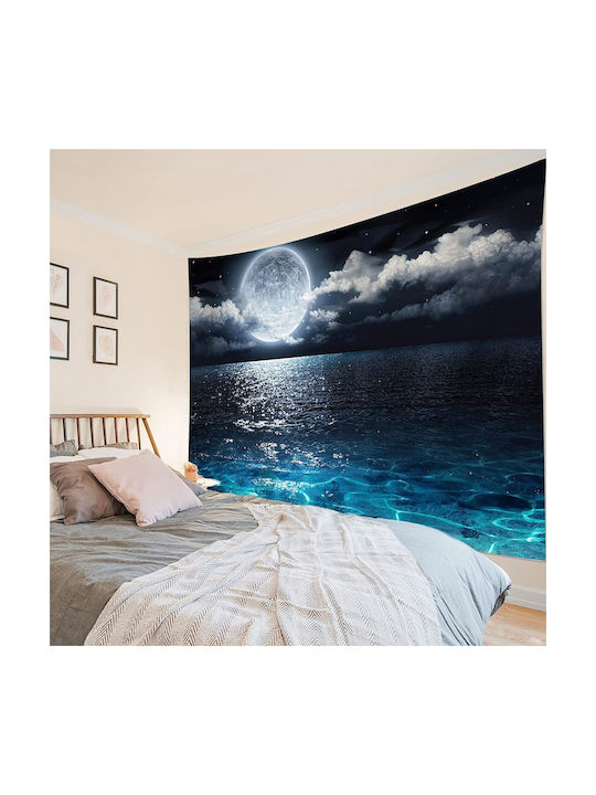 FRIPIA FRIPIA Wandbehang Nachtblaues Meereslandschaft Handgefertigt aus Stoff 150x130cm