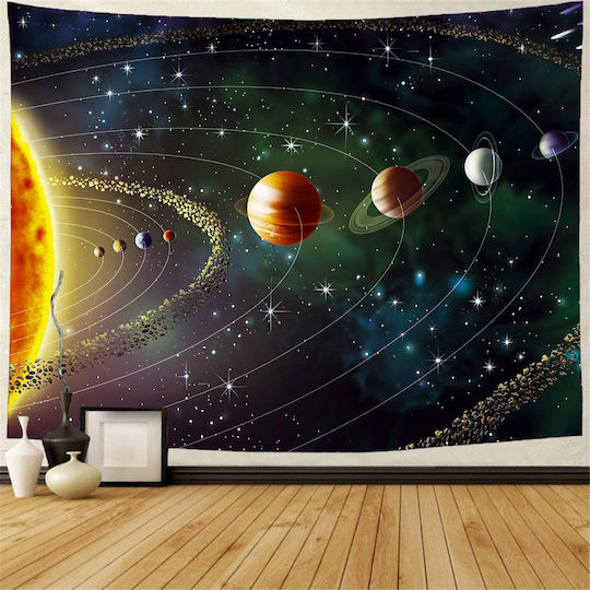 FRIPIA Decorative Tapestry Solar System with Planets and Stars Handmade Made of Fabric 150x130cm