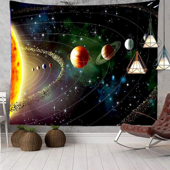 FRIPIA Decorative Tapestry Solar System with Planets and Stars Handmade Made of Fabric 150x130cm