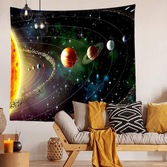 FRIPIA Decorative Tapestry Solar System with Planets and Stars Handmade Made of Fabric 150x130cm