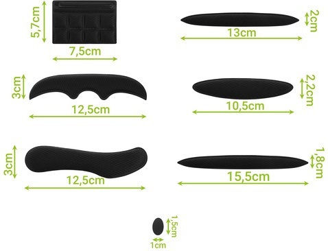 Set 54 Inserții Cască Bicicletă Zola Diverse Mărimi Forme Spumă Eva Bază Adezivă Prindere Velcro Negre