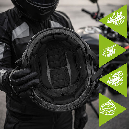 Set 54 Inserții Cască Bicicletă Zola Diverse Mărimi Forme Spumă Eva Bază Adezivă Prindere Velcro Negre