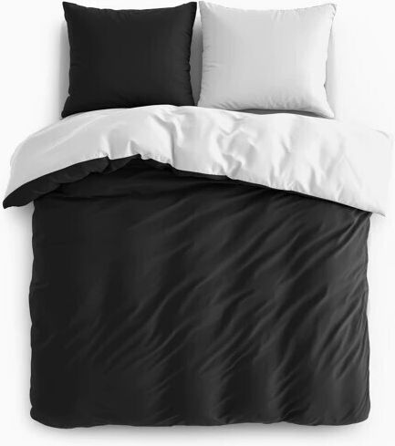 Sleep Time Set Huse Pentru Pilote 240x220cm Superdublu Cu 2 Fețe De Pernă Alb Negru