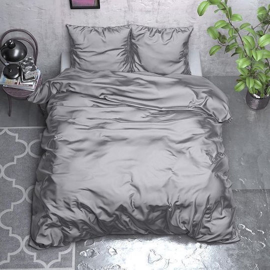 Sleep Time Set Huse Pentru Pilote 240x220cm Superdublu Cu 2 Fețe De Pernă Argintiu