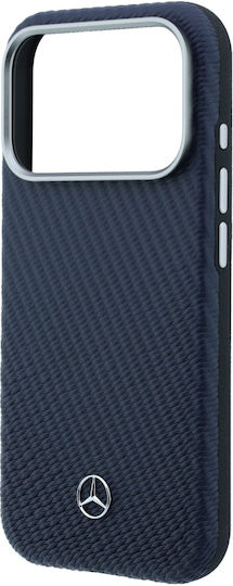 Mercedes-Benz Wood Back Cover Δερμάτινο / Πλαστικό Navy Μπλε (iPhone 17 Pro)