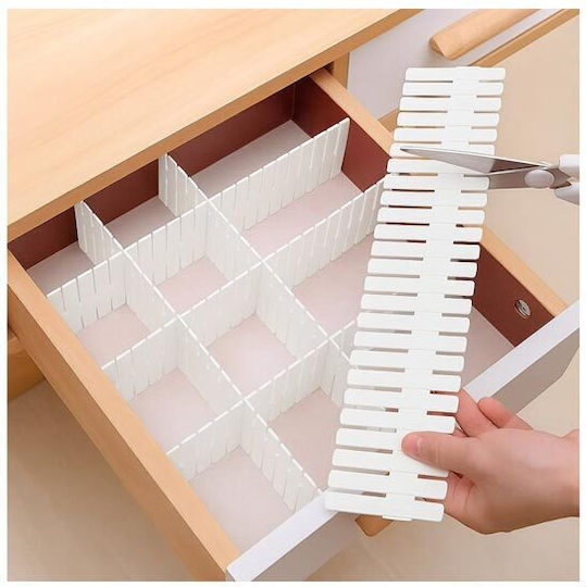 Plastic Drawer Divider for Clothes / Socks / Underwear in White Color 47x7cm 4pcs