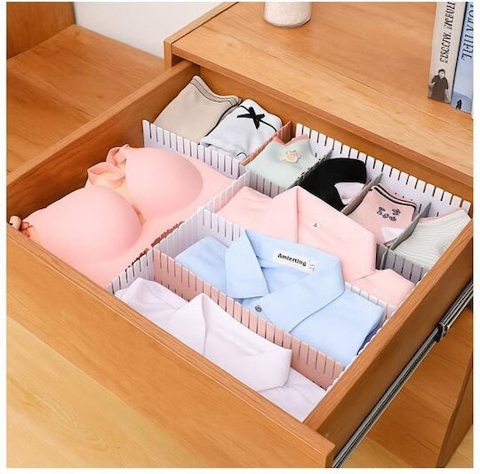 Plastic Drawer Divider for Clothes / Socks / Underwear in White Color 47x7cm 4pcs