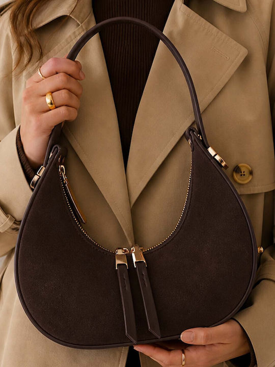 Gallantry Structured Women Hobo Handbag Chic Double Zipper Brown