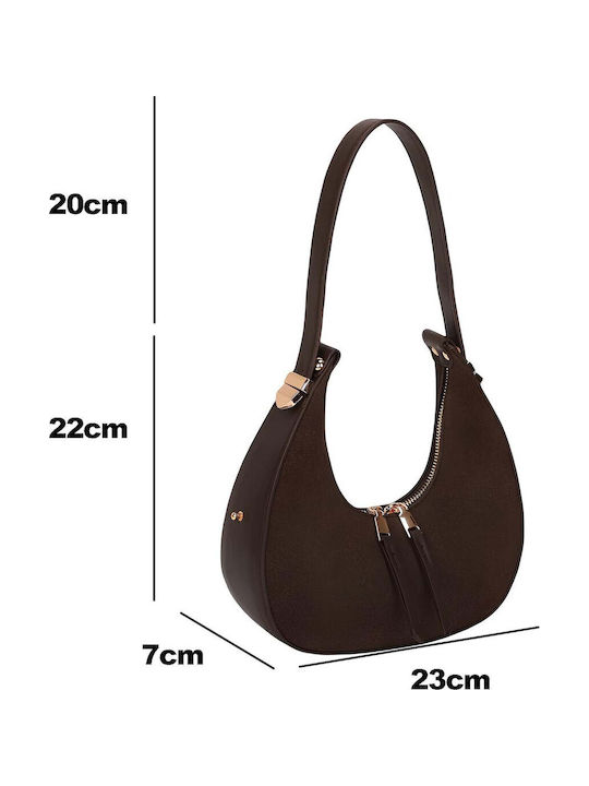 Gallantry Structured Women Hobo Handbag Chic Double Zipper Brown