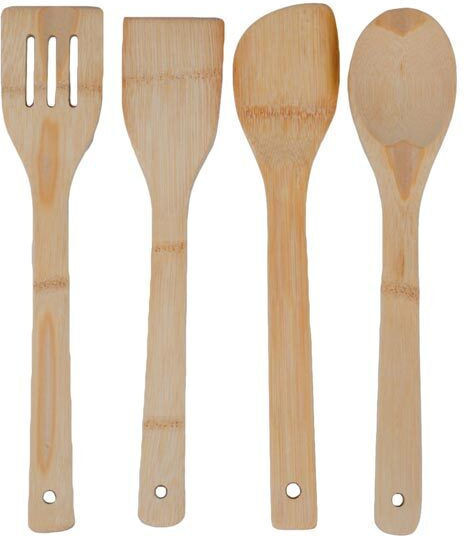 Bamboo Kochgeschirr-Set mit Ständer 4 Stück