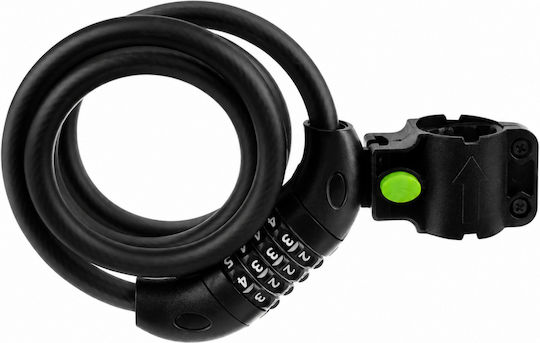Bicycle Lock Zola 4-digit Code 120 Cm 13.5 Mm Thickness Mounting Bracket Steel Plastic Black