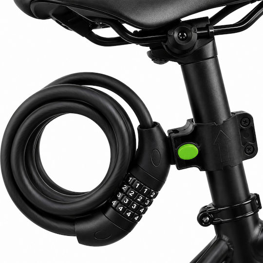 Bicycle Lock Zola 4-digit Code 120 Cm 13.5 Mm Thickness Mounting Bracket Steel Plastic Black