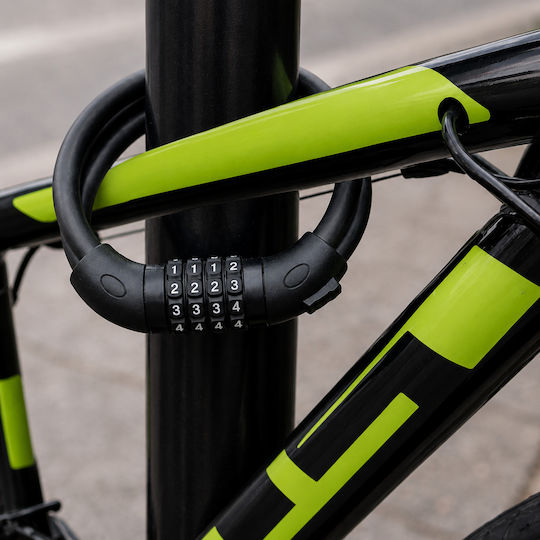 Bicycle Lock Zola 4-digit Code 120 Cm 13.5 Mm Thickness Mounting Bracket Steel Plastic Black