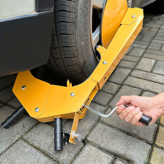 Relaxdays Wheel Lock Anti-theft Protection 15" Yellow Black 43x30.5x77 Cm