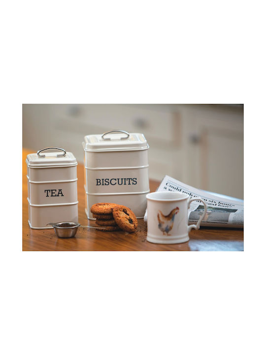 Kitchen Craft Κουτί για Τσάι με Καπάκι Μεταλλικό Μπεζ 11x11x17cm