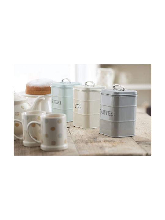 Kitchen Craft Κουτί για Τσάι με Καπάκι Μεταλλικό Μπεζ 11x11x17cm