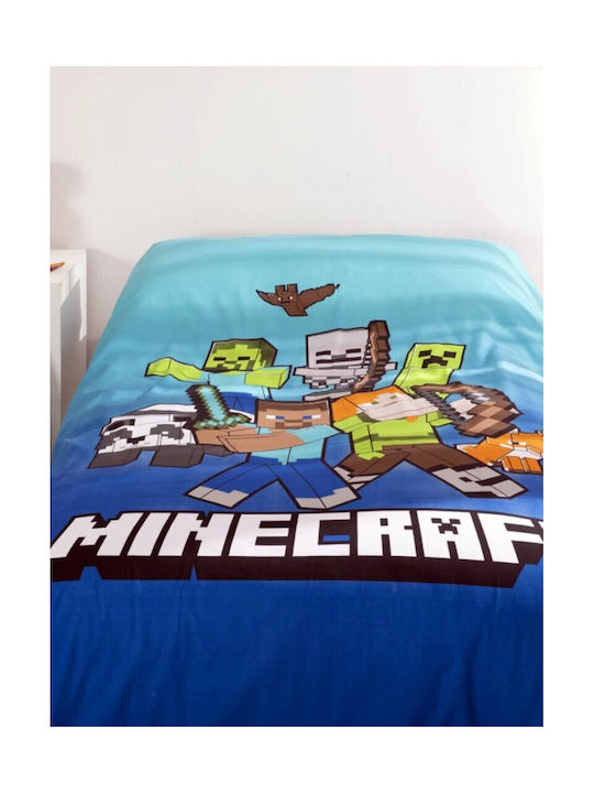 Sleep Time Set Cearceafuri Pentru Copii De O Persoană Cu Față De Pernă Din Bumbac Culoare Albastră 140x200 cm
