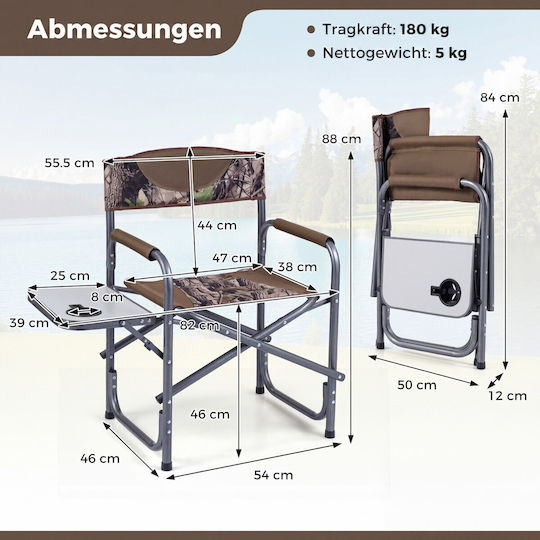 Costway Beach Director Chair Green 88x46x54cm