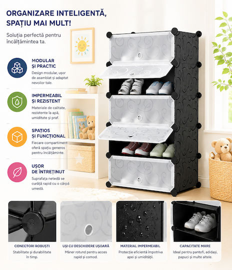 Husă de Depozitare din Plastic pentru Pantofi, de Culoare Neagră, 47x37x90cm