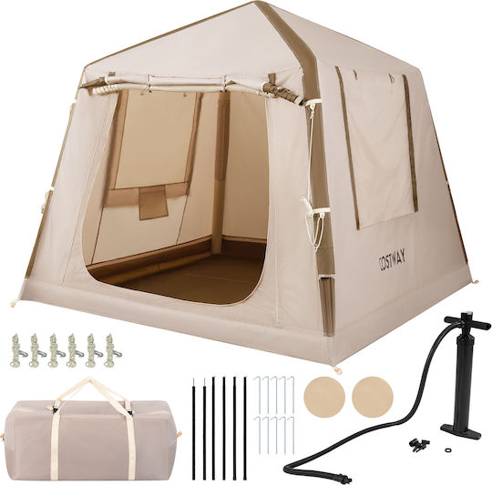 Costway Inflatable Camping Tent Inflatable Beige 180x210x210cm