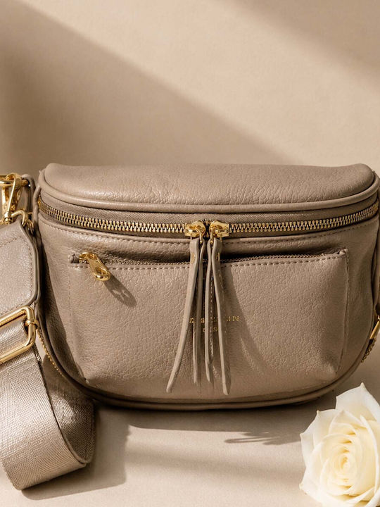 Gallantry Women Waist Bum Bag Compact Grained Effect Zipper Pockets Taupe