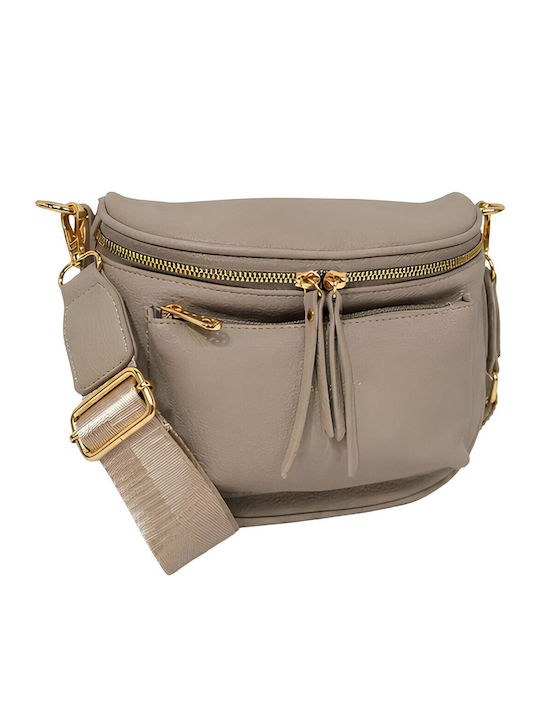 Gallantry Women Waist Bum Bag Compact Grained Effect Zipper Pockets Taupe