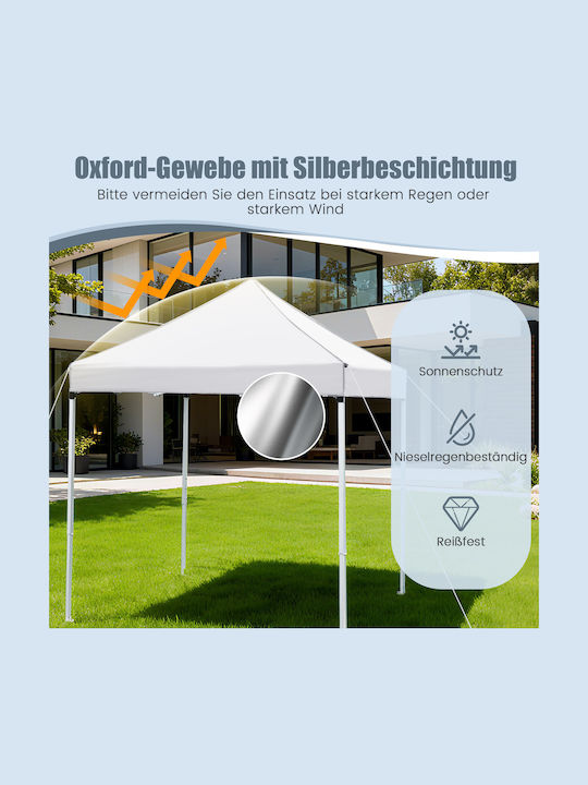 Costway Foldable Garden Gazebo with LEDs White 2.56x1.94m