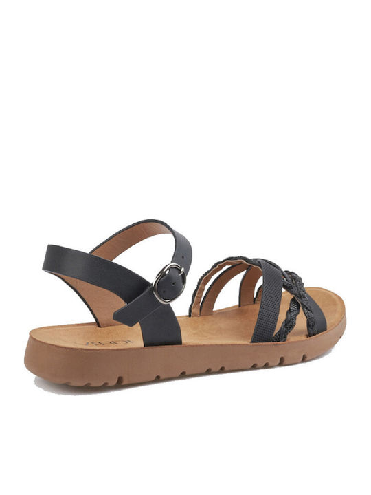 Damen Flache Schwarze Sandalen