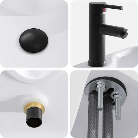 vidaXL Επικαθήμενος Νιπτήρας Πορσελάνης 48.5x37.5x13cm Μαύρο vidaXL Επικαθήμενος Νιπτήρας Πορσελάνης 48.5x37.5x13cm Μαύρο