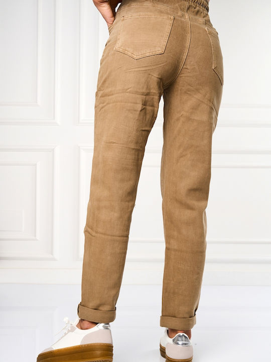 Pantaloni Dama Tesatura High Rise Fit Mama Kaki