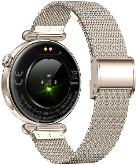 Forever SB-380 Smartwatch din Aluminiu 41mm cu Pulsometru (Aur Champagne Bloomdust)