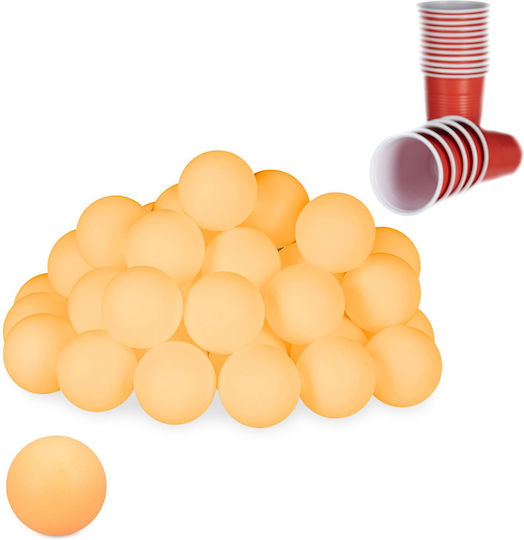 Relaxdays Set 48 Bile De Ping-Pong Portocalii 3.8x3.8x3.8 Cm