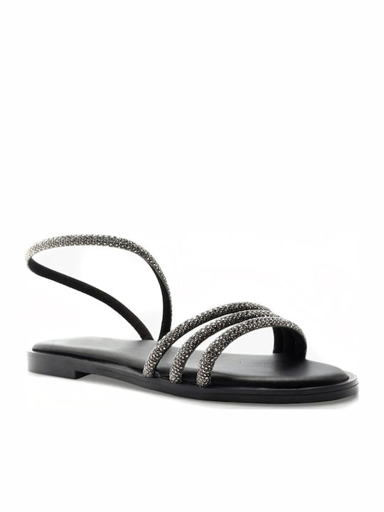 Leather Women's Flat Sandals Black