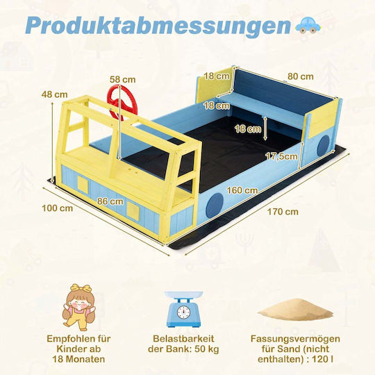 Costway Sandkasten Spielzeug Beige