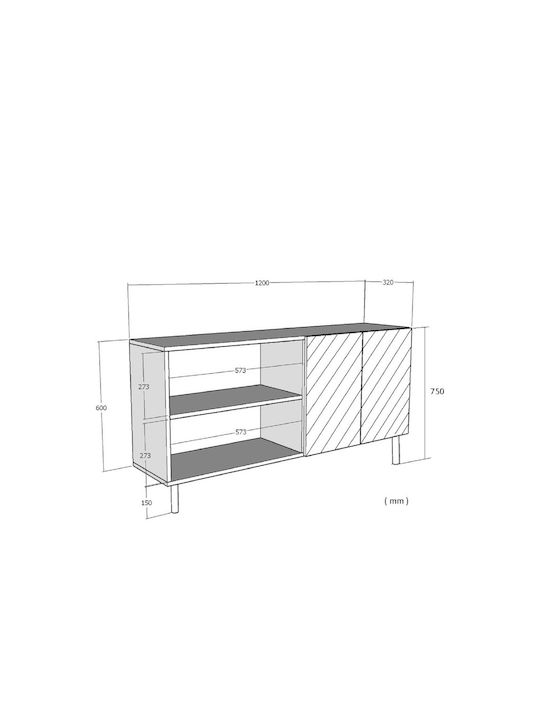 SteweHome Μπουφές Ξύλινος Καφέ 120x32x75cm