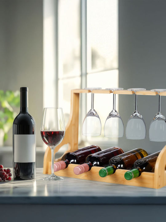 Relaxdays Tabletop Wooden Wine Rack Beige 30x44.5x23.5cm