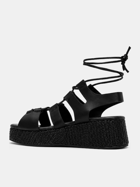 Platforme Dama Tip Espadrile Negre